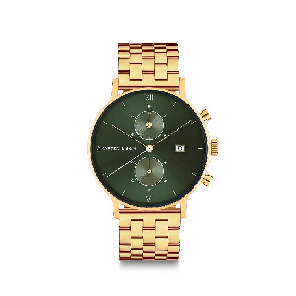 Kpten & Son Chrono Small Gold Green Steel Räumungsverkauf