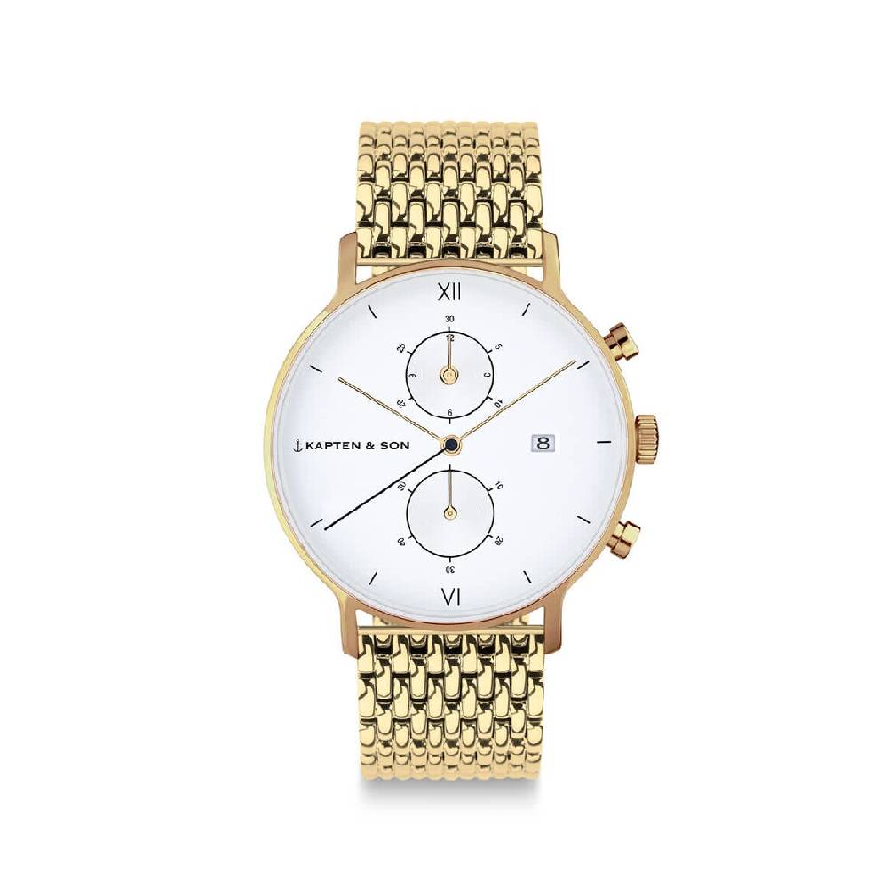 Kpten & Son Chrono Small Gold Woven Steel Riesige Ersparnisse