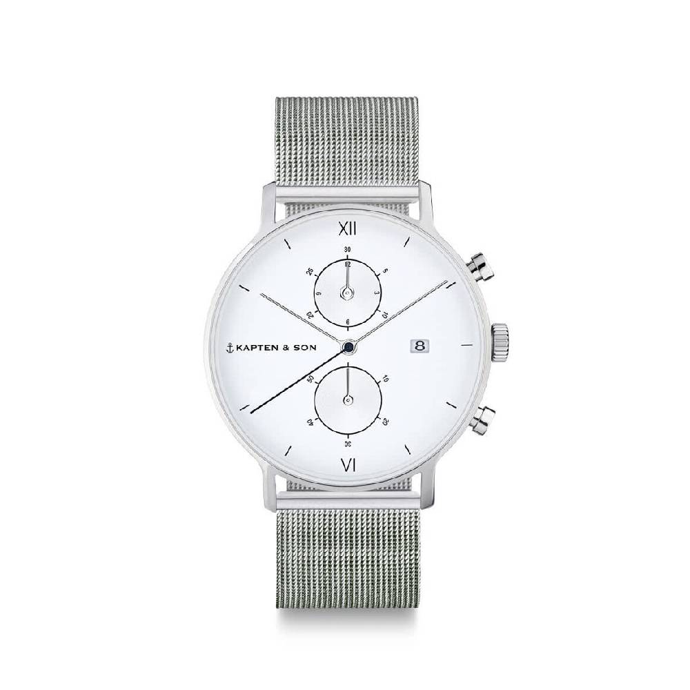 Kpten & Son Chrono Small Silver Mesh Super Sparpreis