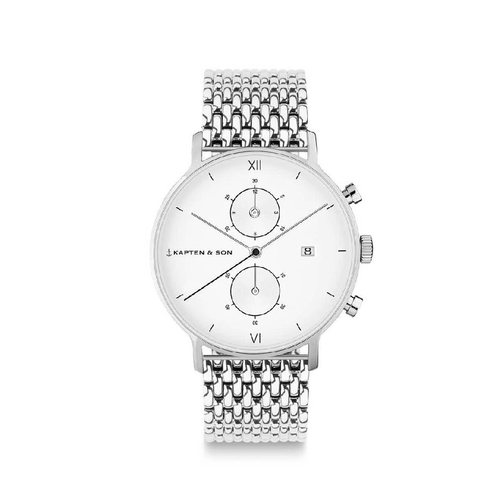 Kpten & Son Chrono Small Silver Woven Steel Wochenangebot