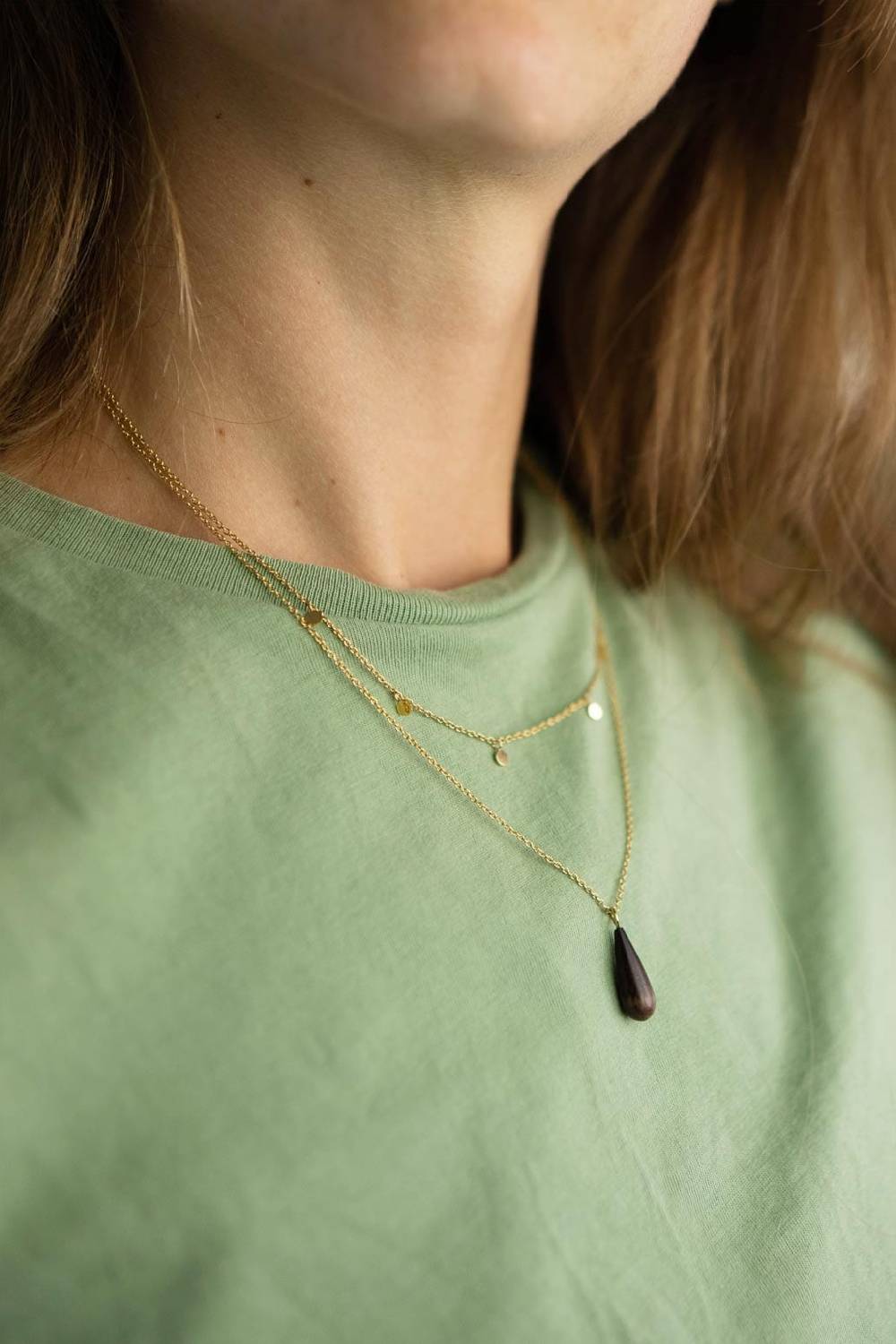 Kerbholz DROP DOUBLE NECKLACE Walnuss Begrenzt auf 3 Tage