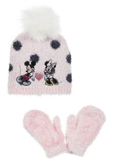 DISNEY MINNIE MOUSE Bommelmütze Mädchen Kinder Winter-Set 2 tlg. Mütze & Handschuhe SET mehr Saisonale Angebote