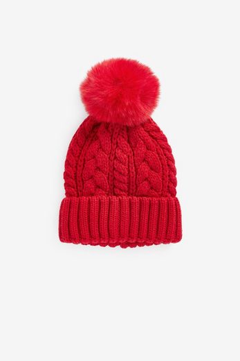 NEXT Bommelmütze Strickmütze mit Zopfmuster und Bommel 1-St mehr 50% Rabatt mit kostenlosem Versand