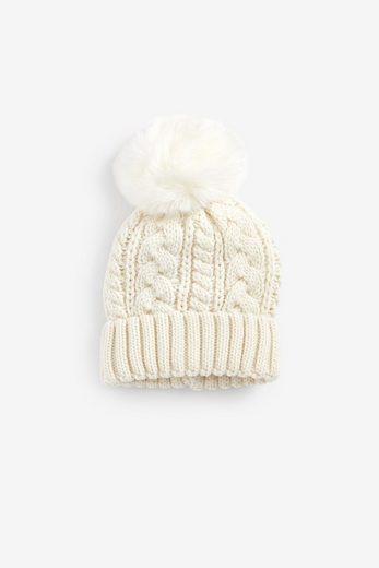 NEXT Bommelmütze Strickmütze mit Zopfmuster und Bommel 1-St mehr 50% Rabatt mit kostenlosem Versand