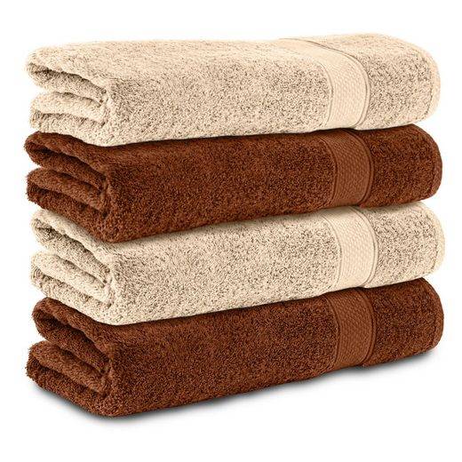 KOMFORTEC Badetücher 100% Baumwolle, 470 g/m² Frottee (4-St), Handtücher 70x140 cm Set, Weich mehr 50% Rabatt für begrenzte Zeit