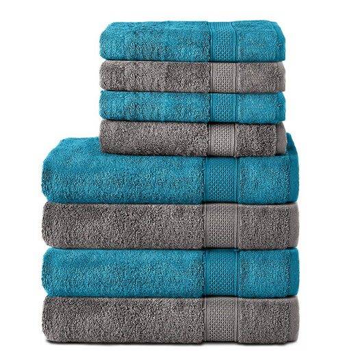 KOMFORTEC Handtuch Set 100% Baumwolle, 4 Badetücher 70x140 und 4 Handtücher 50x100 cm Frottee (Packung, 8-St), Badehandtuch & XXL Saunatuch, Weich, Towel, Groß mehr Blitzverkäufe