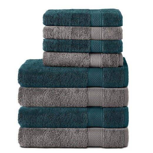 KOMFORTEC Handtuch Set 100% Baumwolle, 4 Badetücher 70x140 und 4 Handtücher 50x100 cm Frottee (Packung, 8-St), Badehandtuch & XXL Saunatuch, Weich, Towel, Groß mehr Fabrik Onlineshop