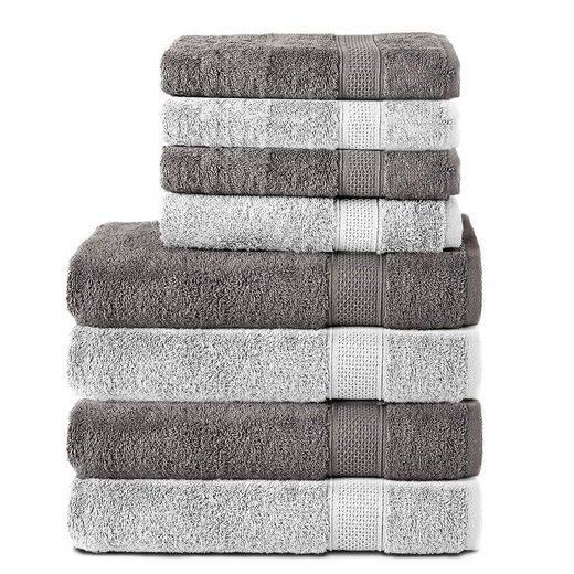 KOMFORTEC Handtuch Set 100% Baumwolle, 4 Badetücher 70x140 und 4 Handtücher 50x100 cm Frottee (Packung, 8-St), Badehandtuch & XXL Saunatuch, Weich, Towel, Groß mehr Großer Ausverkauf