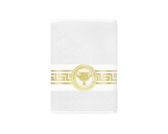 BELLE ARTI Handtücher Gästehandtücher Badetücher Duschtücher Saunatücher Mäander Amphore Set (1-St), schwarz weiss, gold hochwertig eingestickt Baumwolle weich saugstark mehr Räumungsverkauf