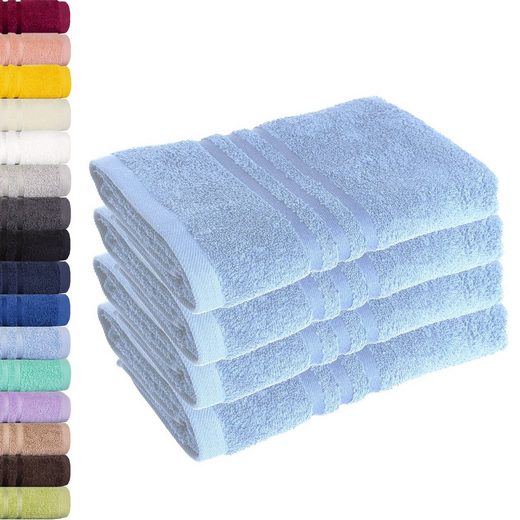LAVEA Handtuch Elena 50x100cm aus 100% Baumwolle, fusselfreies, pflegeleichtes hautfreundliches Handtuch-Set (Set, 4-St), einzigartig weiche Frottee Handtücher für jeden Hauttyp geeignet mehr zollfrei