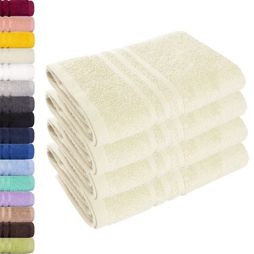 LAVEA Handtuch Elena 50x100cm aus 100% Baumwolle, fusselfreies, pflegeleichtes hautfreundliches Handtuch-Set (Set, 4-St), einzigartig weiche Frottee Handtücher für jeden Hauttyp geeignet mehr 50% Rabatt für begrenzte Zeit