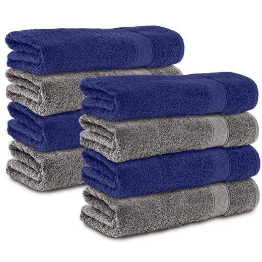 KOMFORTEC Handtücher 100% Baumwolle, 470 g/m² Frottee (8-St), Badetücher 50x100 cm Set, Weich mehr Bis zu 60% Rabatt