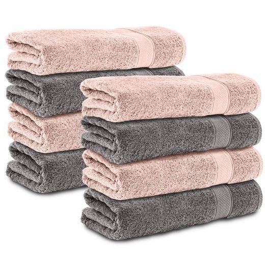 KOMFORTEC Handtücher 100% Baumwolle, 470 g/m² Frottee (8-St), Badetücher 50x100 cm Set, Weich mehr Bis zu 60% Rabatt