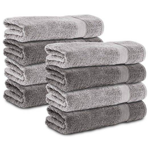KOMFORTEC Handtücher 100% Baumwolle, 470 g/m² Frottee (8-St), Badetücher 50x100 cm Set, Weich mehr Bis zu 55% Rabatt