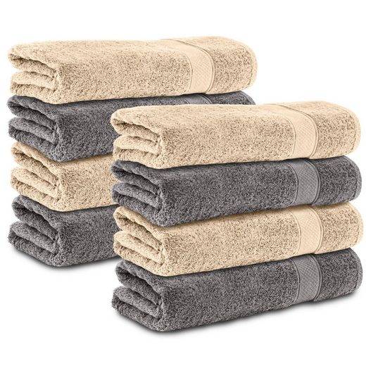 KOMFORTEC Handtücher 100% Baumwolle, 470 g/m² Frottee (8-St), Badetücher 50x100 cm Set, Weich mehr Clearance-Verkauf