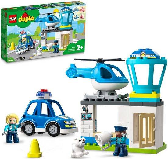 LEGO® Konstruktionsspielsteine Polizeistation mit Hubschrauber (10959), LEGO® DUPLO (40 St), mit Sirene und Licht; Made in Europe mehr Begrenztes Angebot
