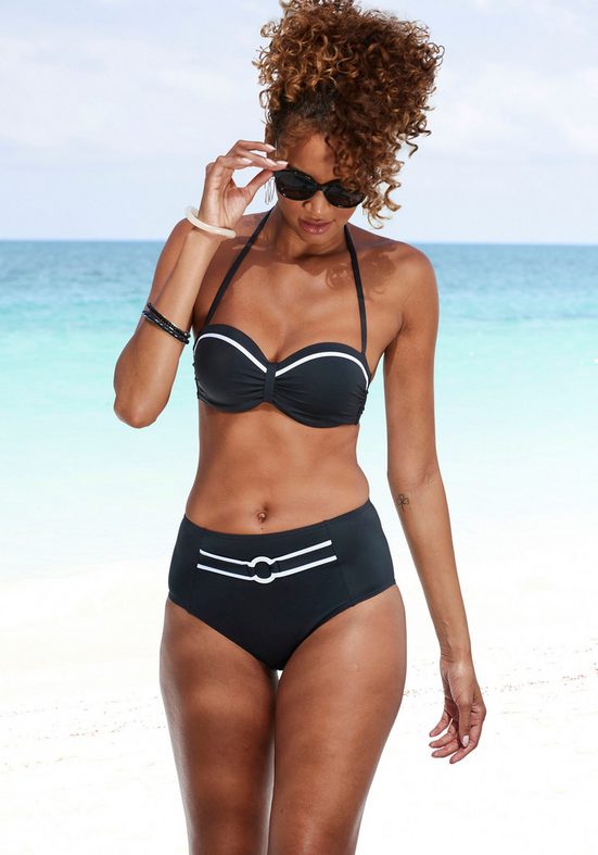 VIVANCE Highwaist-Bikini-Hose Lorena mit kontrastfarbenem Piping mehr Auslauf