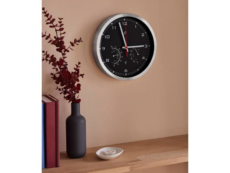 AURIOL® Funkwanduhr, mit Thermometer und Hygrometer Saisonschlussverkauf