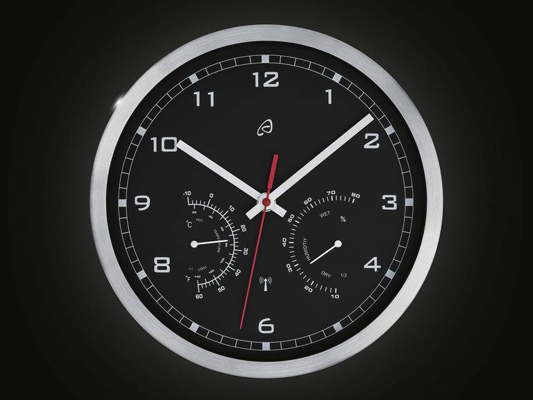 AURIOL® Funkwanduhr, mit Thermometer und Hygrometer Saisonschlussverkauf
