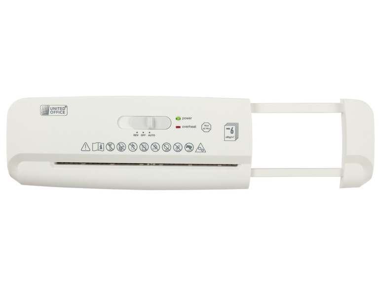 UNITED OFFICE® Aktenvernichter-Papierkorbaufsatz, 6 Blatt A4, mit ausziehbarem Teleskoparm Riesige Ersparnisse