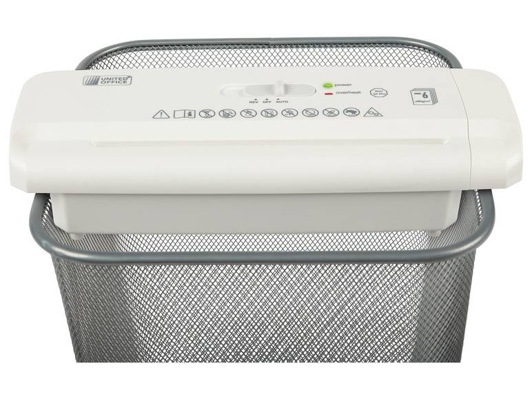 UNITED OFFICE® Aktenvernichter-Papierkorbaufsatz, 6 Blatt A4, mit ausziehbarem Teleskoparm Riesige Ersparnisse