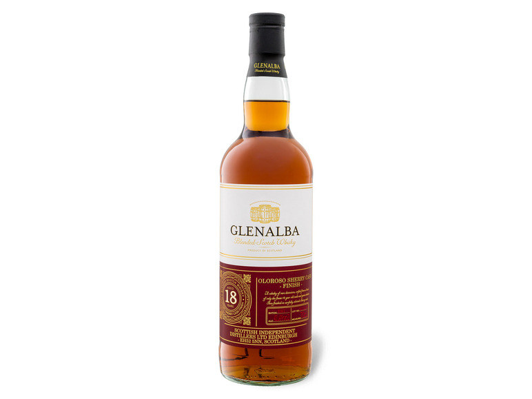 Glenalba Blended Scotch Whisky 18 Jahre Sherry Cask Finish mit Geschenkbox 41,4% Vol Black Friday