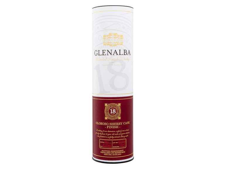 Glenalba Blended Scotch Whisky 18 Jahre Sherry Cask Finish mit Geschenkbox 41,4% Vol Black Friday
