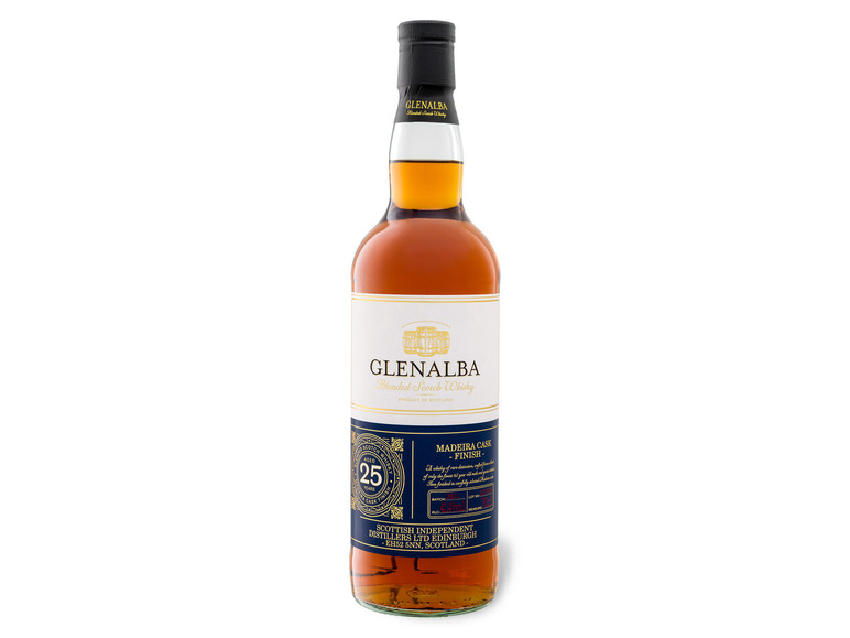 Glenalba Blended Scotch Whisky 25 Jahre Madeira Cask Finish mit Geschenkbox 41,4% Vol Valentinstagsangebot