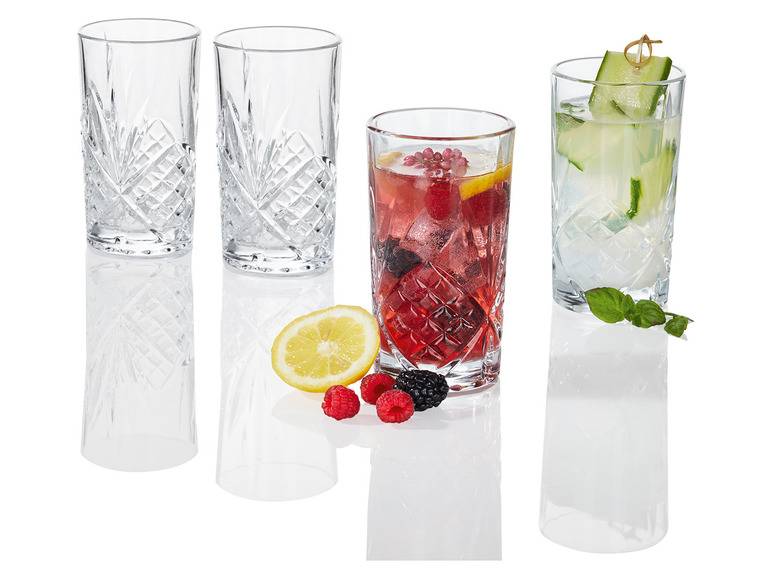 ERNESTO® Kristall-Whiskey- /Longdrinkgläser, 4er-Set Blitzangebot