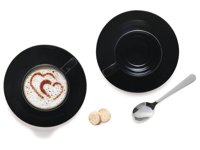 ERNESTO® 2er Set Tassen mit Untertasse, aus hochwertigem Porzellan Blitzangebot
