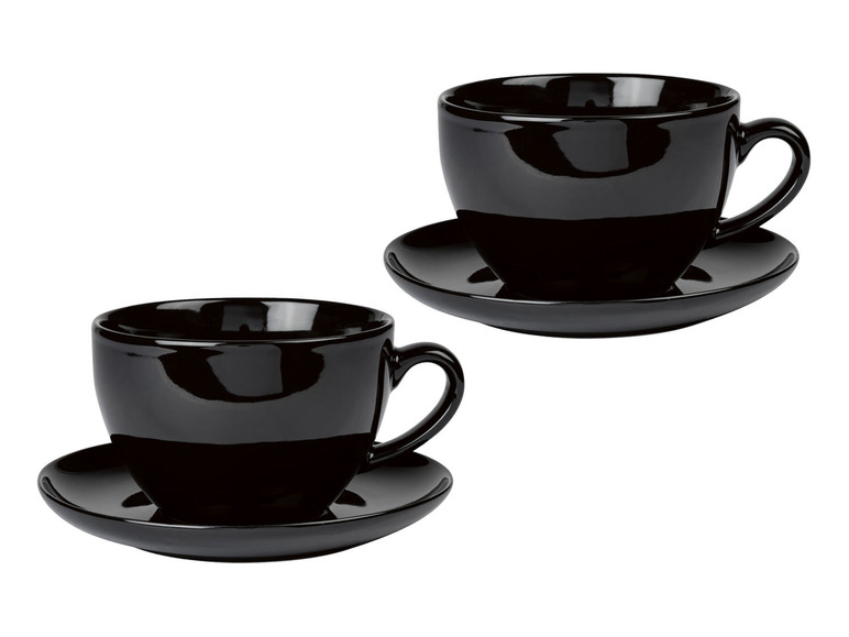 ERNESTO® 2er Set Tassen mit Untertasse, aus hochwertigem Porzellan Blitzangebot