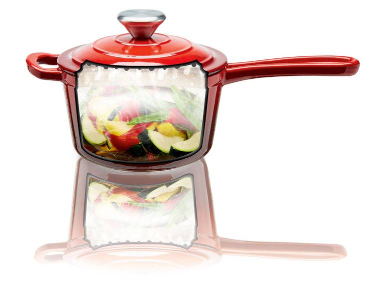 ERNESTO® Stielkasserolle Gusseisen emailliert, 1,5L 50% Rabatt für begrenzte Zeit