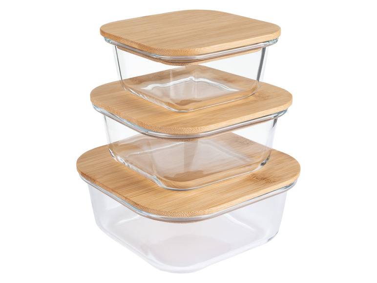 ERNESTO® Glas-Aufbewahrungsdosen-Set, mit Bambusdeckel Versandkostenfrei