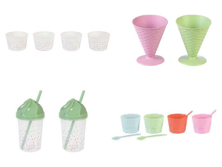 ERNESTO® Eisbecher-Set \ Sundae-Waffelbecher-Set \ Trinkbecher-Set, BPA-frei Super Rabatt