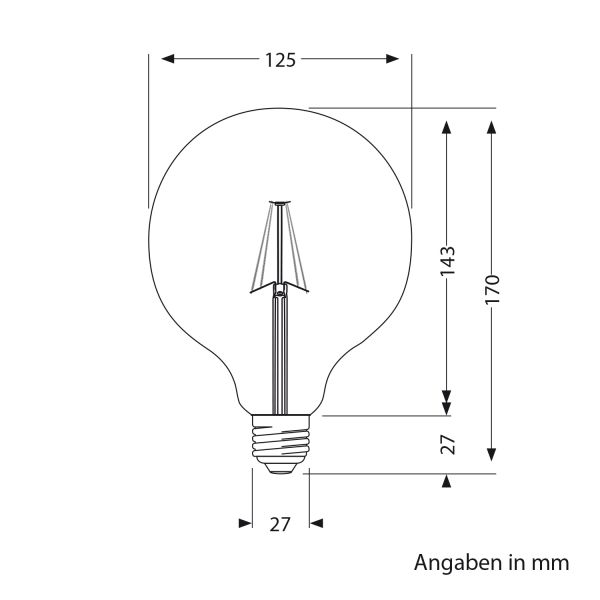 E27 LED Leuchtmittel, G125, warmweiß (2700 K), 4 W, 550lm, Milchglas extra matt Heißer Verkauf