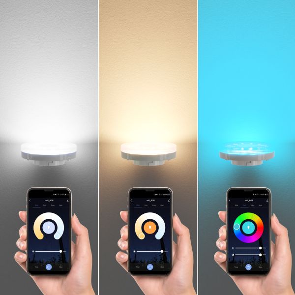GX53 LED RGB Leuchtmittel, warmweiß - kaltweiß (2900 - 6100 K), 6,6 W, 670lm, 107°, Smart Home, WLAN, Alexa, matt Top Angebot