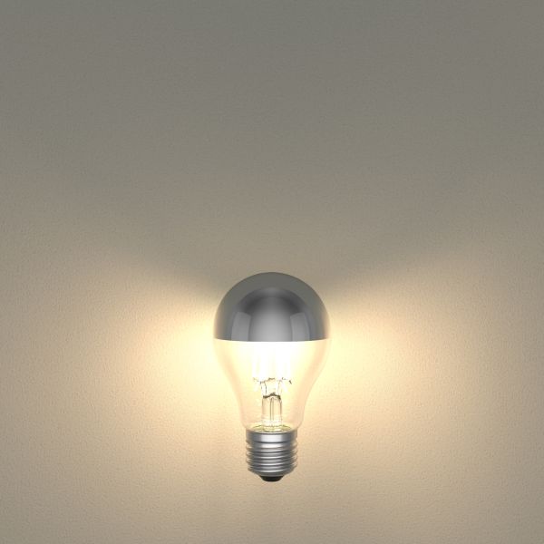 E27 LED Leuchtmittel, A60, warmweiß (2700 K), 4,1 W, 461lm, Kopfspiegel (silber) Online Outlet