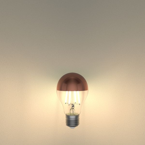E27 LED Leuchtmittel, A60, warmweiß (2600 K), 7,5 W, 839lm, Kopfspiegel (roségold) Räumungsverkauf