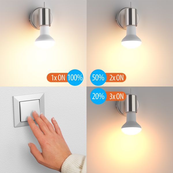 E14 LED Leuchtmittel, R50, warmweiß (2700 K), 6,2 W, 608lm, 116°, 3-Stufen-Dimmer, matt Vierteljährliche Förderung