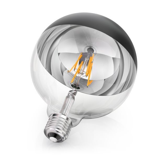E27 LED Leuchtmittel, G125, warmweiß (2700 K), 6,7 W, 660lm, Kopfspiegel (schwarz) Riesige Rabatte
