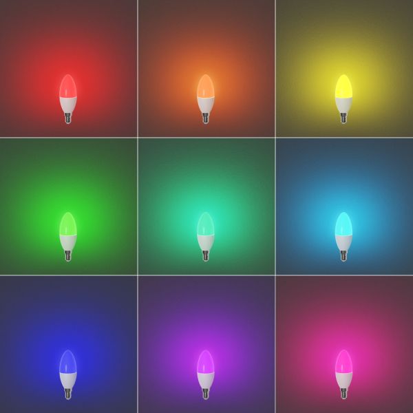 E14 LED RGB Leuchtmittel, Kerze, warmweiß - kaltweiß (2900 - 6400 K), 5,1 W, 572lm, Smart Home, WLAN, Alexa, matt Clearance-Verkauf