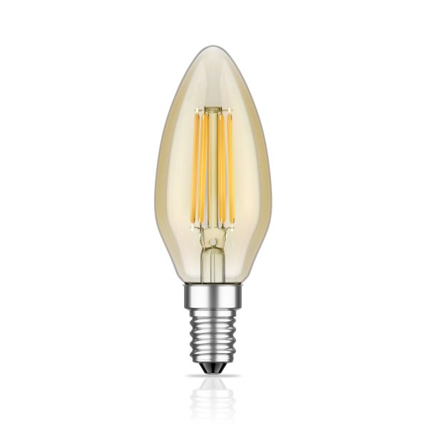E14 LED Leuchtmittel, Kerze, extra warmweiß (2500 K), 4,1 W, 458lm, goldfarben Kostenloser Versand international