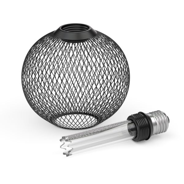 E27 LED Leuchtmittel, Lampe, Metallkäfig schwarz, G120, extra warmweiß (1800 K), 4W, 220lm Auslauf