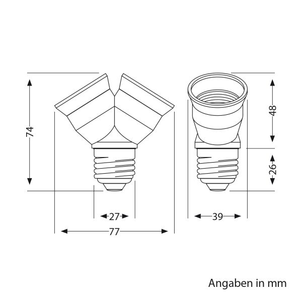 E27 Sockel, 2-fach Splitter-Adapter, weiß im Angebot