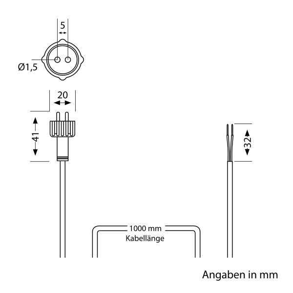 Anschlusskabel für Stecksystem NEMO (IP44), 1m, schwarz , 2 x 0,75 mm² Rabatt