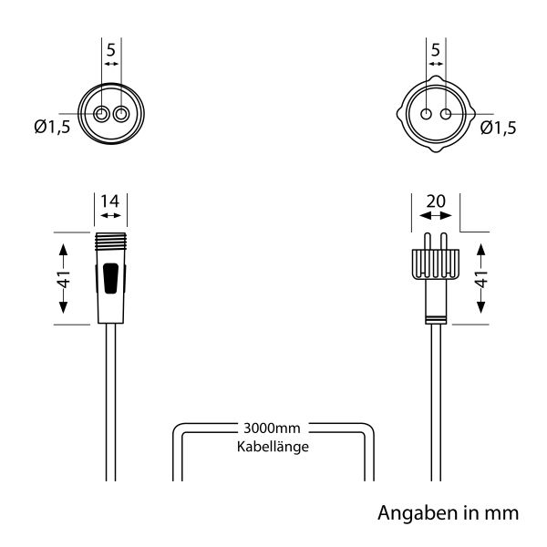 Verlängerungskabel für Stecksystem NEMO (IP44), 3m, schwarz Black Friday