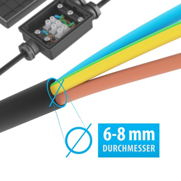 2-fach Kabelverbinder für außen, IP68, Muffe für 6 - 8mm Kabel-Durchmesser Weihnachtsangebot