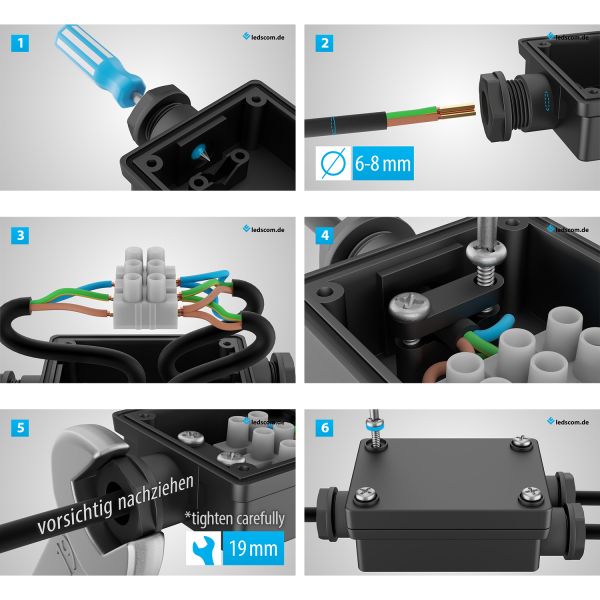 2-fach Kabelverbinder für außen, IP68, Muffe für 6 - 8mm Kabel-Durchmesser Weihnachtsangebot