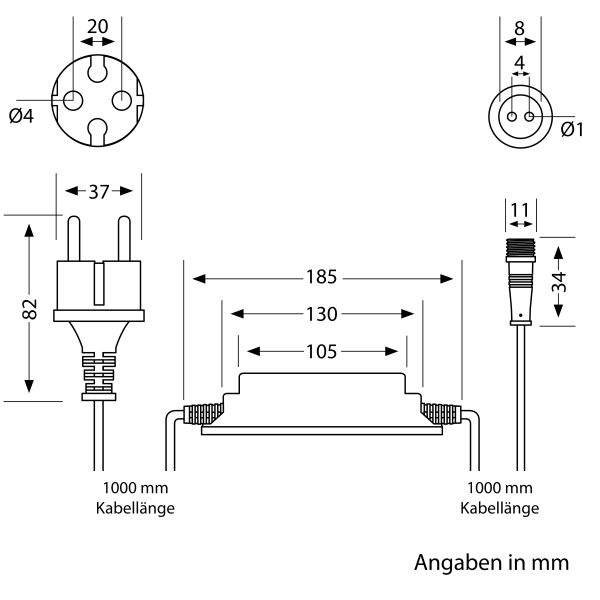 30W LED Netzteil für Stecksystem DOP, Stecker, 12V DC, schwarz, IP65 Lagerräumung