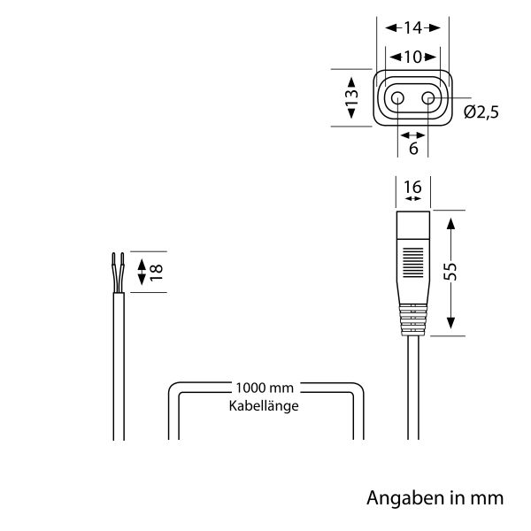 Anschlusskabel von 2-adrig auf Stecksystem SPIDER, 1m, weiß 2 x 0,75 mm² Neueste Stile